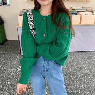 Button Knit Cardigan Green - One Size
