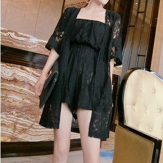 Set: Lace Strapless Playsuit + Lace Jacket