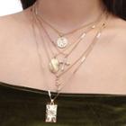 Alloy Coin & Cross Pendant Layered Necklace