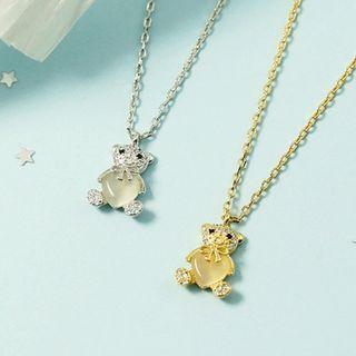 Rhinestone Bear Choker Necklace