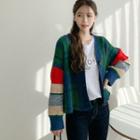 Multicolor Wool Blend Checked Boxy Cardigan