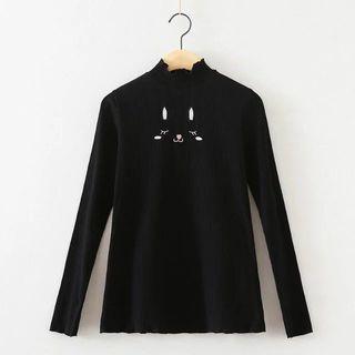 Long-sleeve Frilled Neck Knit Top