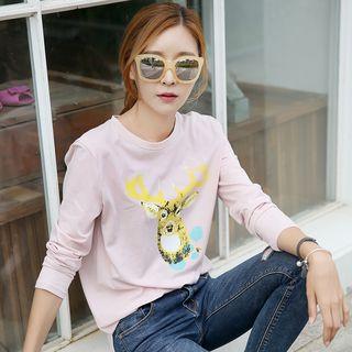 Deer Print Long Sleeve T-shirt