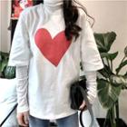 Heart Print Loose-fit Short-sleeve T-shirt