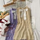 Sleeveless Ribbon-accent Skinny Mini Dress In 6 Colors