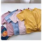 Contrast Striped Round Neck Short-sleeved T-shirt