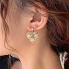 Heart Rhinestone Drop Earring 1 Pair - Gold - One Size