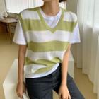 V-neck Color-block Vest