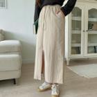 Plus Size Drawstring-waist Slit-front Maxi Skirt