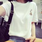 Rabbit Embroidered Short-sleeve T-shirt