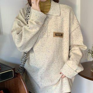 Polo-neck Melange Sweater