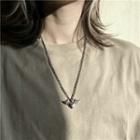 Flying Heart Pendant Alloy Necklace Silver - One Size