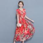 Short-sleeve Floral Maxi Sun Dress