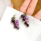 Grape Drop Sterling Silver Ear Stud 1 Pair - Purple - One Size
