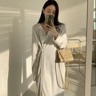 Two-way Ribbed Maxi Cardigan Dress Ivory - One Size