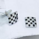 Gingham Cuff Link Silver - One Size