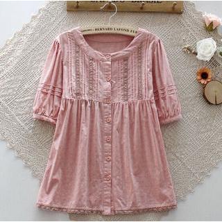 Short-sleeve Lace Trim Top