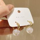 Faux Pearl Alloy Dangle Earring F225 - 1 Pair - White & Gold - One Size