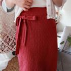 Tie-waist Textured Skirt