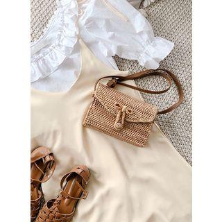 Rattan Flap Cross Bag Brown - One Size