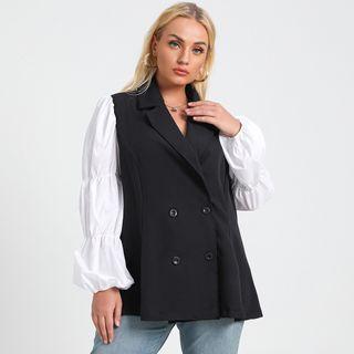 Double-breasted Paneled Blouse