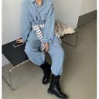 Oversize Long-sleeve Denim Jumpsuit As Shown In Figure - One Size