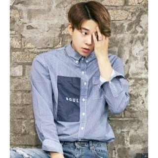 Lettering Striped Shirt