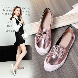 Genuine Leather Lace Up Loafers