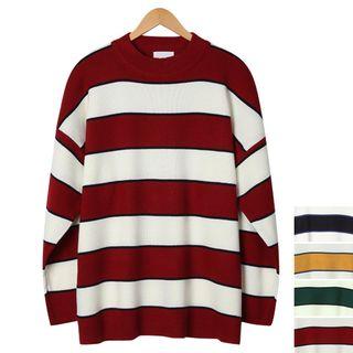 Couple Crew-neck Striped Knit Pullover