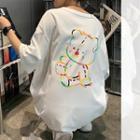 Cartoon Bear Print Short-sleeve Mini T-shirt Dress