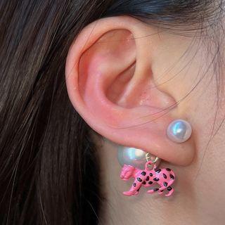 Leopard Faux Pearl Through & Through Earring