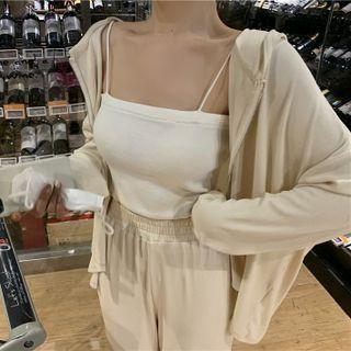 Zip-up Hoodie / Camisole Top / Wide-leg Pants