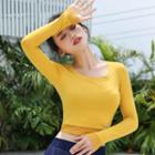 Long-sleeve Cropped Lettering Sports T-shirt