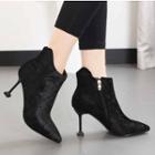 Pointed Velvet High-heel Ankle Boots