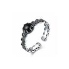 925 Sterling Silver Vintage Elegant Geometric Round Adjustable Open Ring Silver - One Size