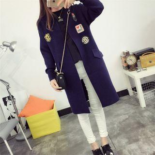 Applique Lettering Back Knit Coat