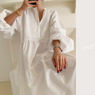 Tiered Long Pintuck Dress Ivory - One Size