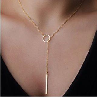 Alloy Hoop & Bar Pendant Y Necklace Gold - One Size