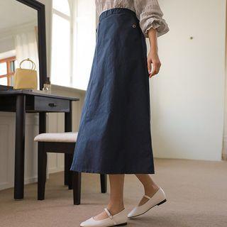 Flap Pocket-side Long Flare Skirt