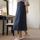 Flap Pocket-side Long Flare Skirt