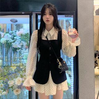 Dotted Mini A-line Shirtdress
