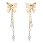 Rhinestone Butterfly Fringed Earring 1 Pair - As Shown In Figure - One Size