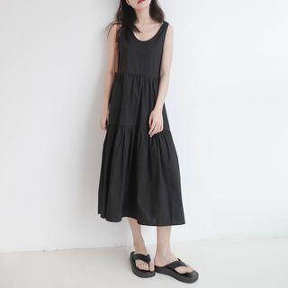 U-neck Plain A-line Dress
