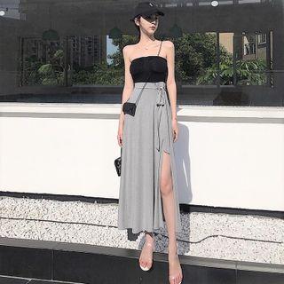 Plain Tube Top / Side-slit Skirt
