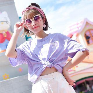 Unicorn Embroidered Elbow Sleeve T-shirt