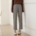 Checked Cropped Wide-leg Pants Gingham - Black & White - One Size