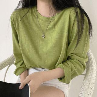 Multi-color Round-neck Long-sleeve Top