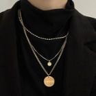Disc Pendant Layered Necklace