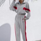 Set: Striped Cropped Pullover + Harem Pants