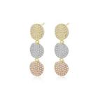 Fashion Simple Plated Gold Three-color Round Earrings With Cubic Zirconia Golden - One Size